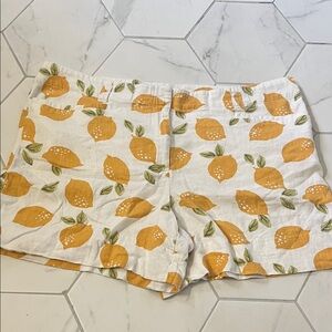 LOFT White and Lemon Print Women's Shorts